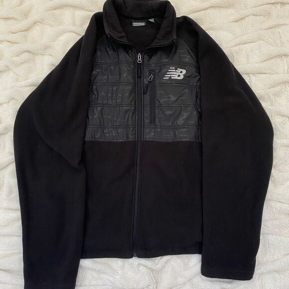 New Balance Black Fleece Jacket Quilted - Picture 1 of 7